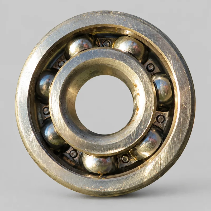 6304 deep groove ball bearing, open type with exposed balls and cage, face-on product photograph on a plain light backdrop (illustrative)