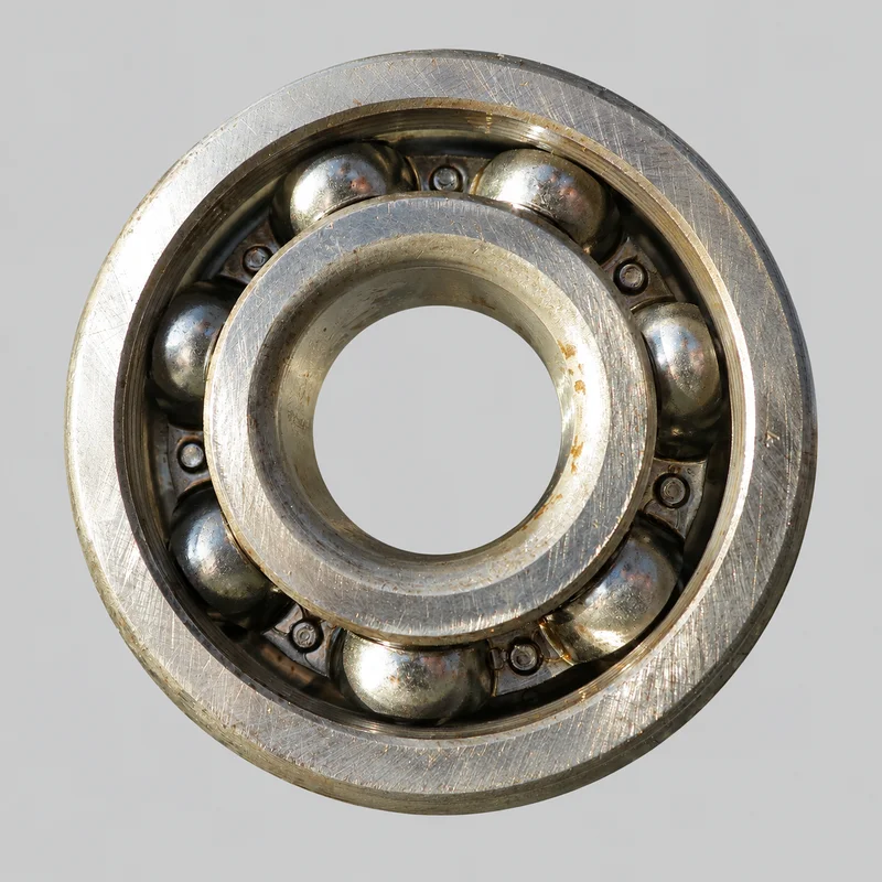 6305 deep groove ball bearing, open type with exposed balls and cage, face-on product photograph on a plain light backdrop (illustrative)