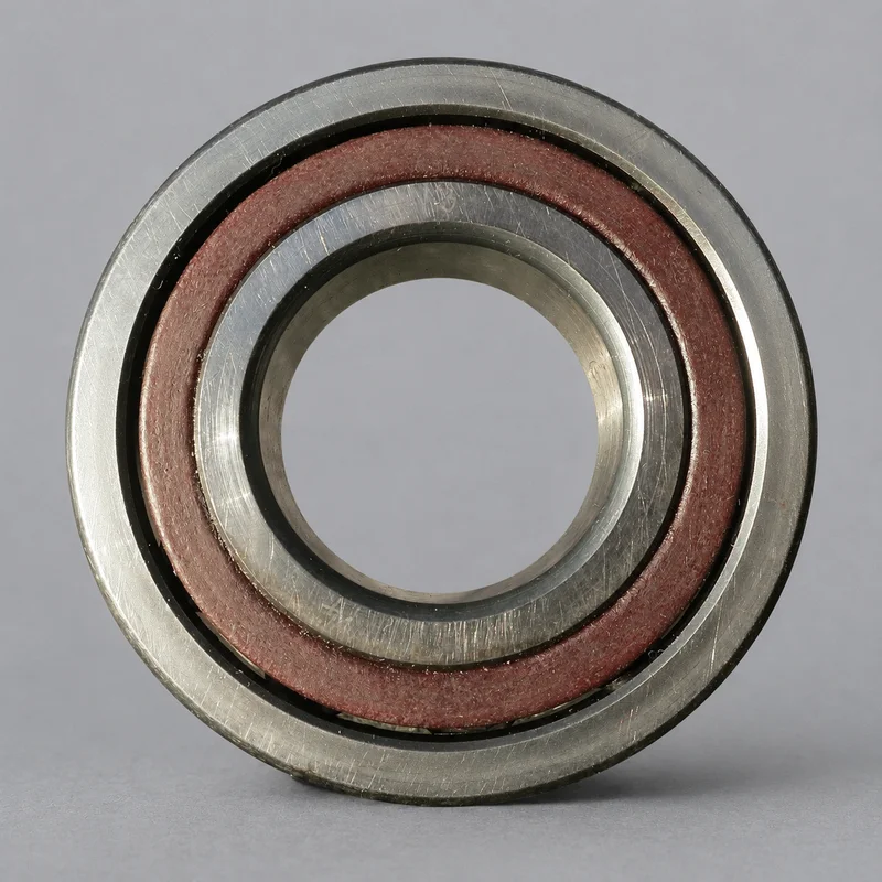 7206B single-row angular contact ball bearing with polyamide cage, face-on product photograph on a plain light backdrop (illustrative)